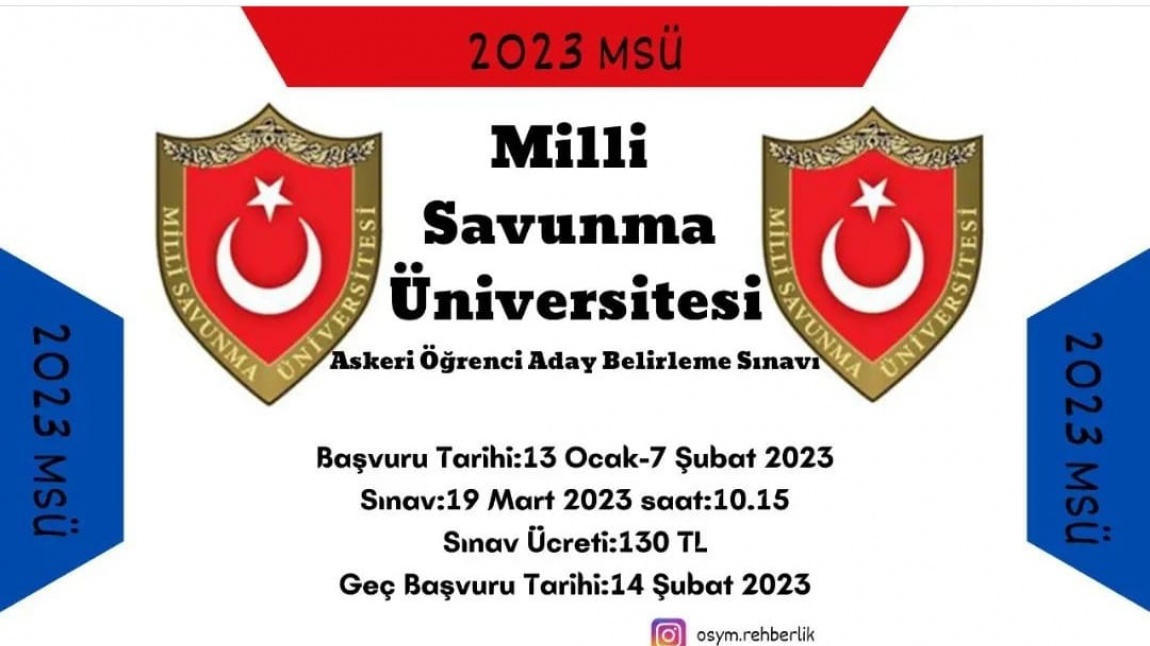 2023 MSÜ(Milli Savunma Üniversitesi) BAŞVURULARININ ALINMASI
